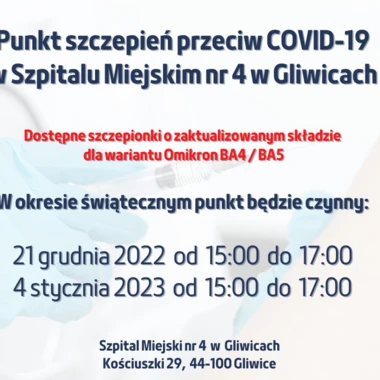 PUNKT SZCZEPIEŃ COVID-19 W OKRESIE ŚWIĄTECZNYM